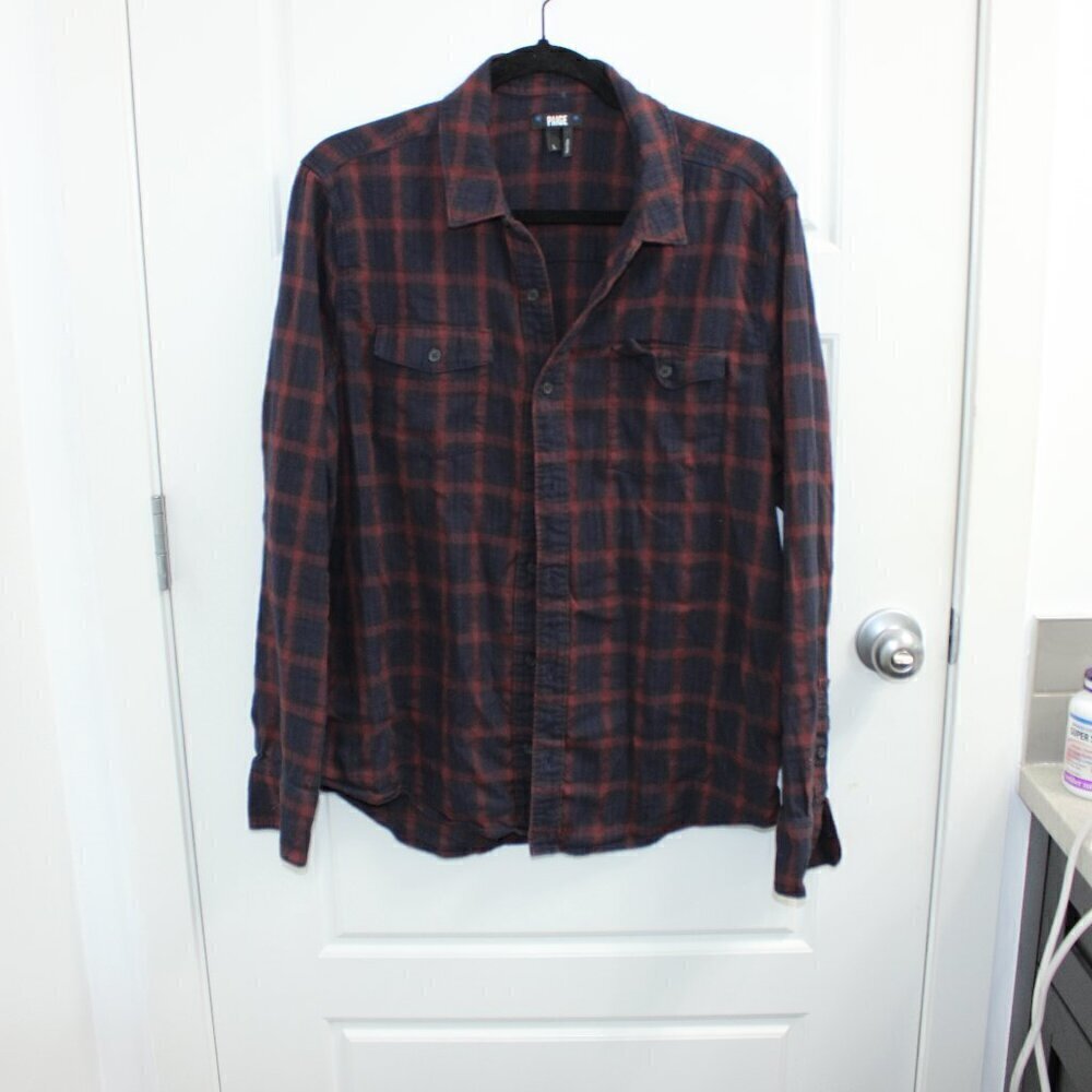 Paige Denim Plaid Button Down‎ Long Sleeve Shirt Size Large
